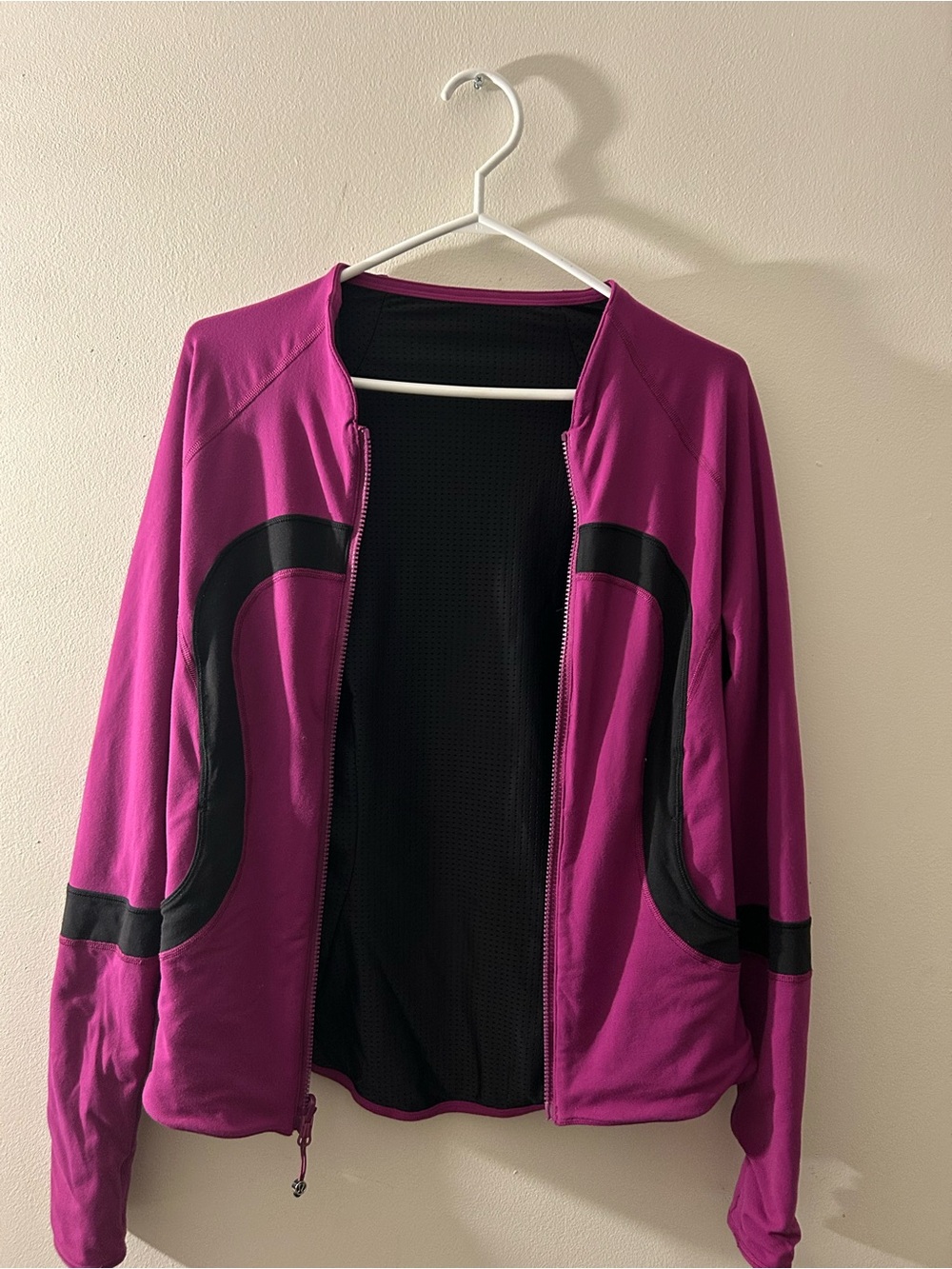 lululemon athletica Magenta and Black Zip-Front Bomber Jacket